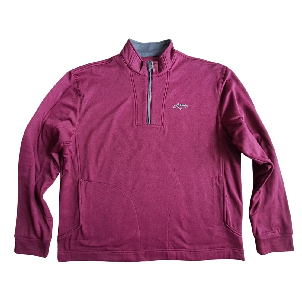 Callaway Weather Series Mens XL Quarter Zip Pullover Burgundy Heather Fleece